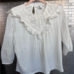 Lace & Ruffle White Blouse